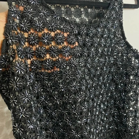 Vintage Black beaded lace crop top - Medium - Picture 2 of 4